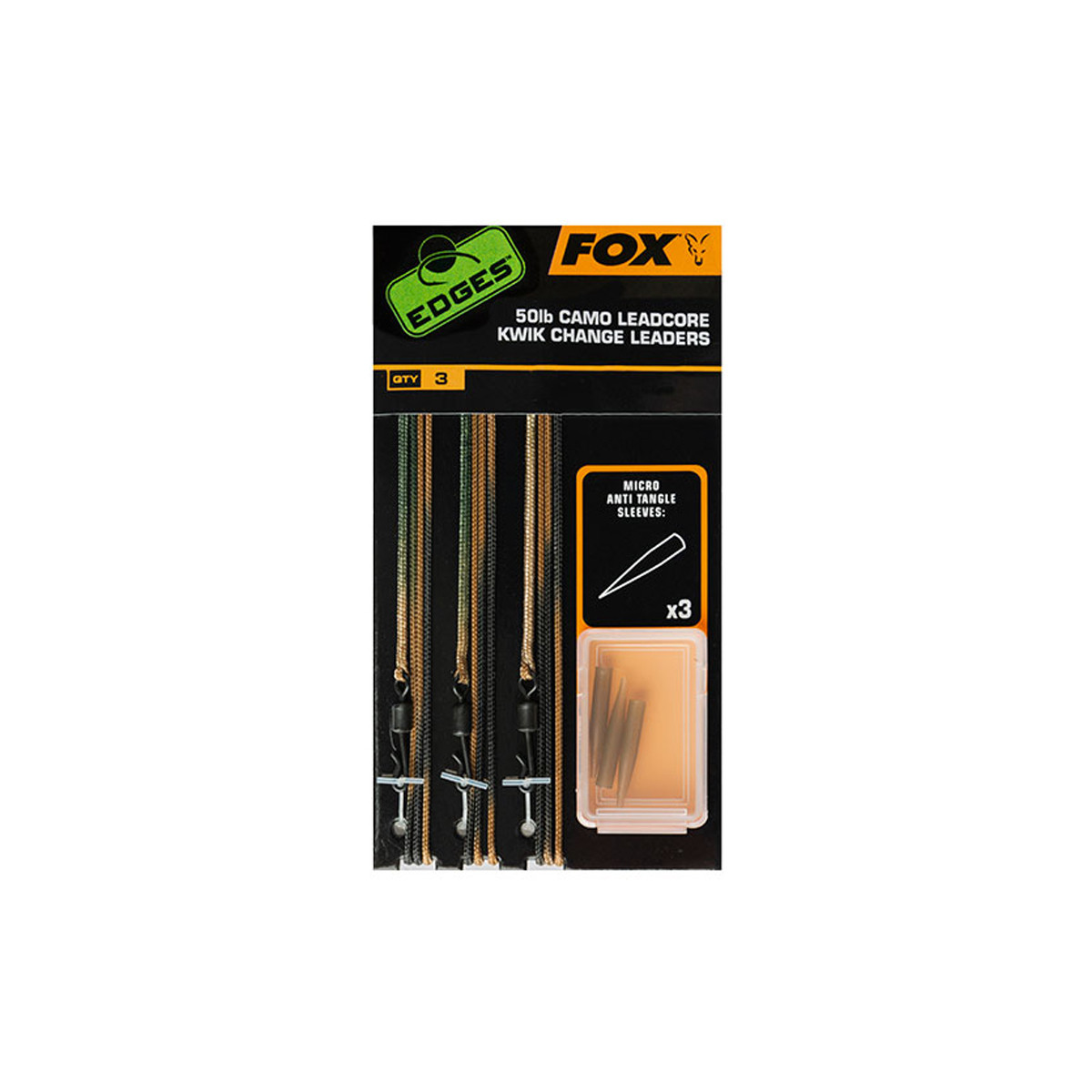 FOX EDGES 50LB CAMO LEADCORE KWIK CHANGE LEADERS