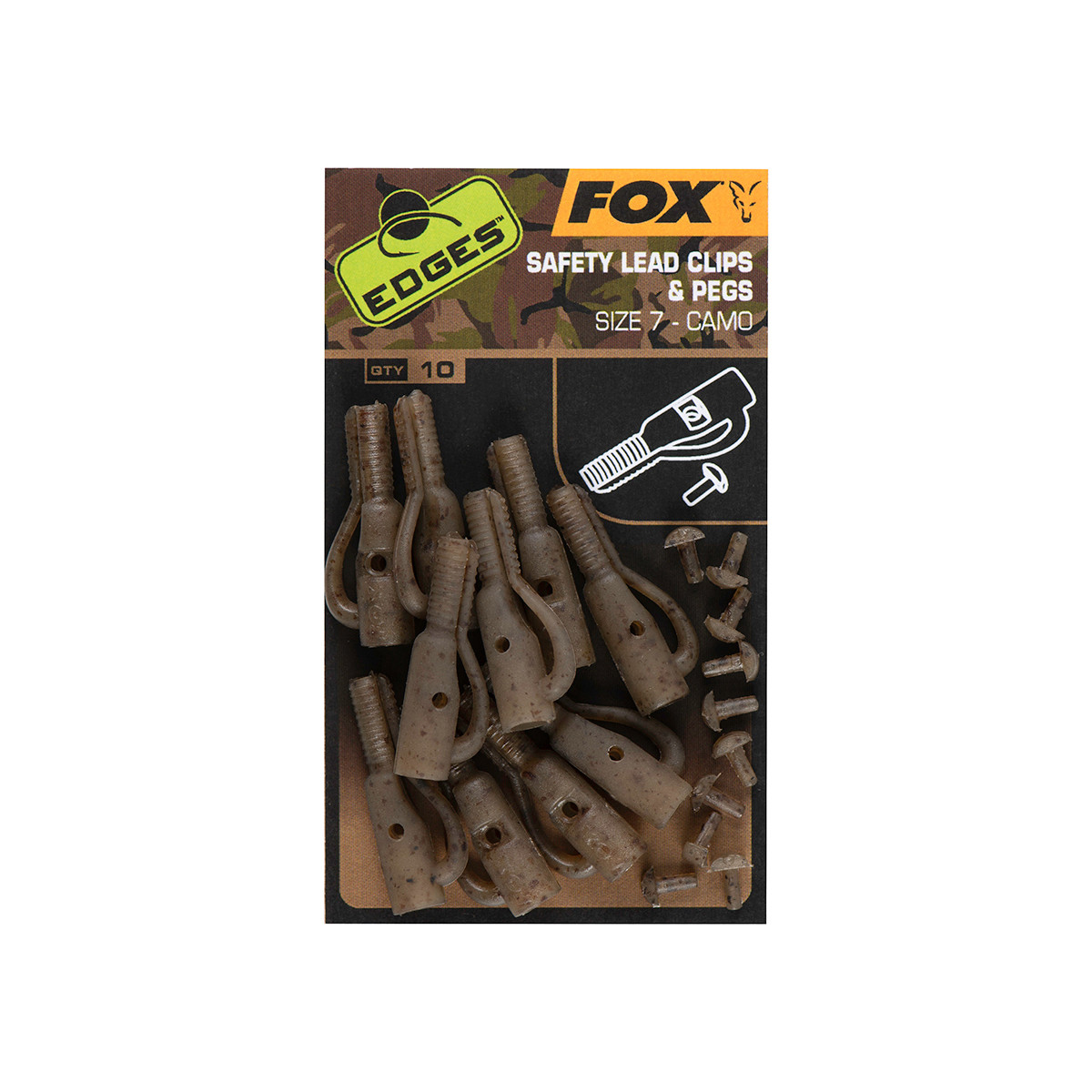 FOX EDGES CAMO SAFETY LEAD CLIP & PEGS