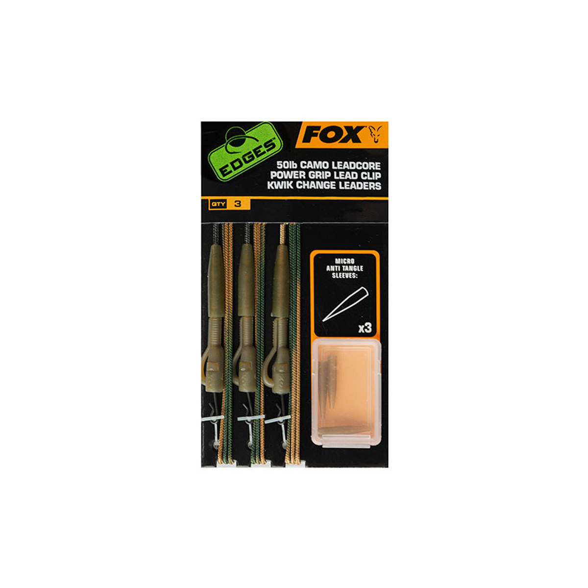 FOX EDGES 50LB CAMO LEADCORE KWIK CHANGE LEADERS