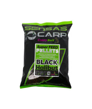 SENSAS CARP CRAZY BAIT SUPER FEED PELLET BLACK HALIBUT